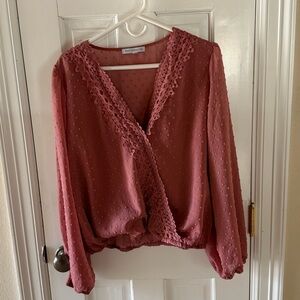 NWOT Miss Sparkling Pink Dot Blouse